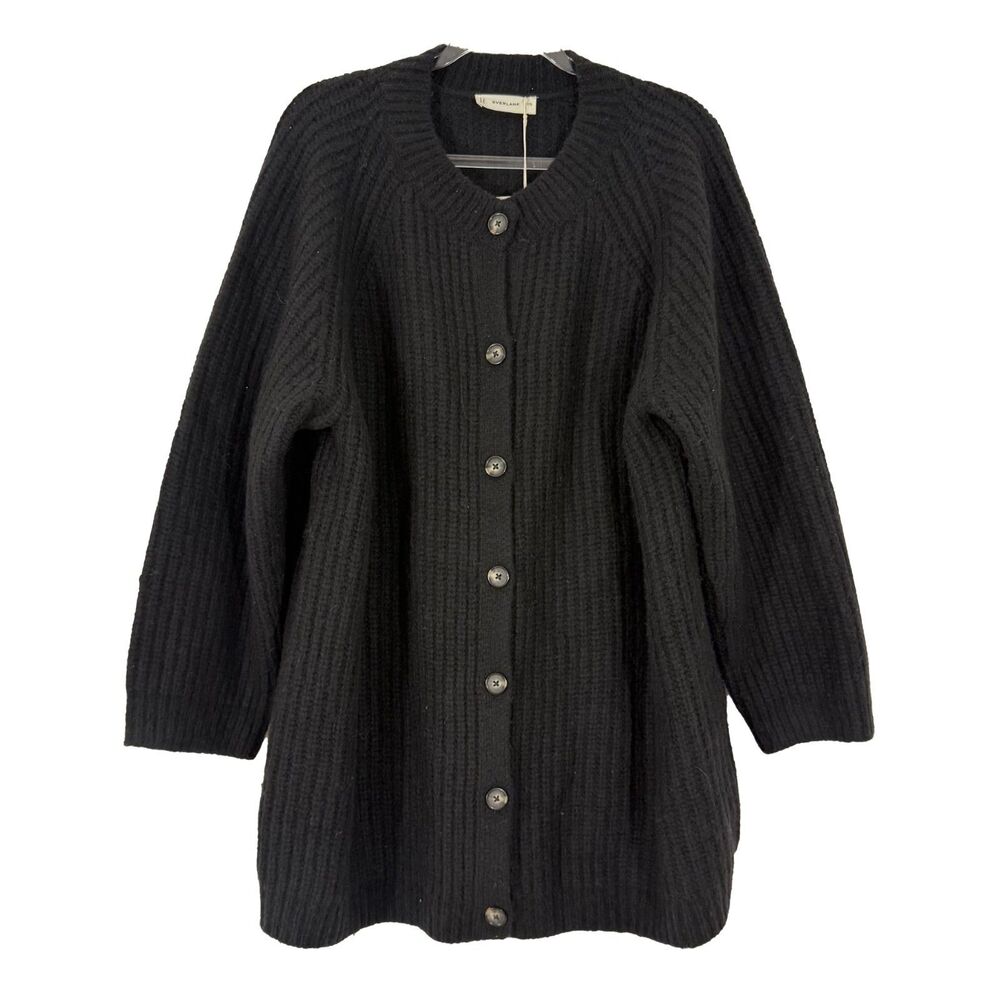 EVERLANE The Cloud Fisherman Cocoon Cardigan XXL Black Chunky Relaxed NWT B37 - Picture 2 of 6